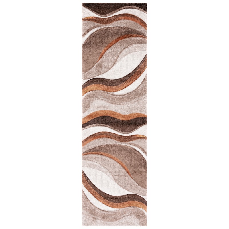 SAFAVIEH Hollywood Deep Mid-Century Modern Abstract Rug - 2'3" x 18' Runner - Beige/Brown - Runner
