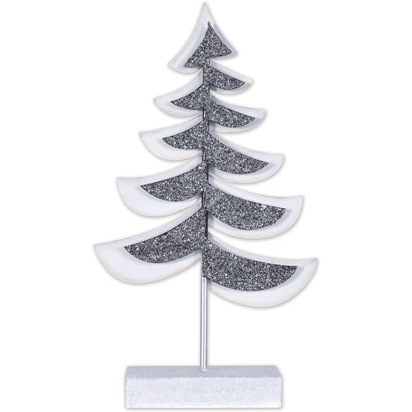 slide 1 of 1, Silver Christmas Tree 10" -Set of 2