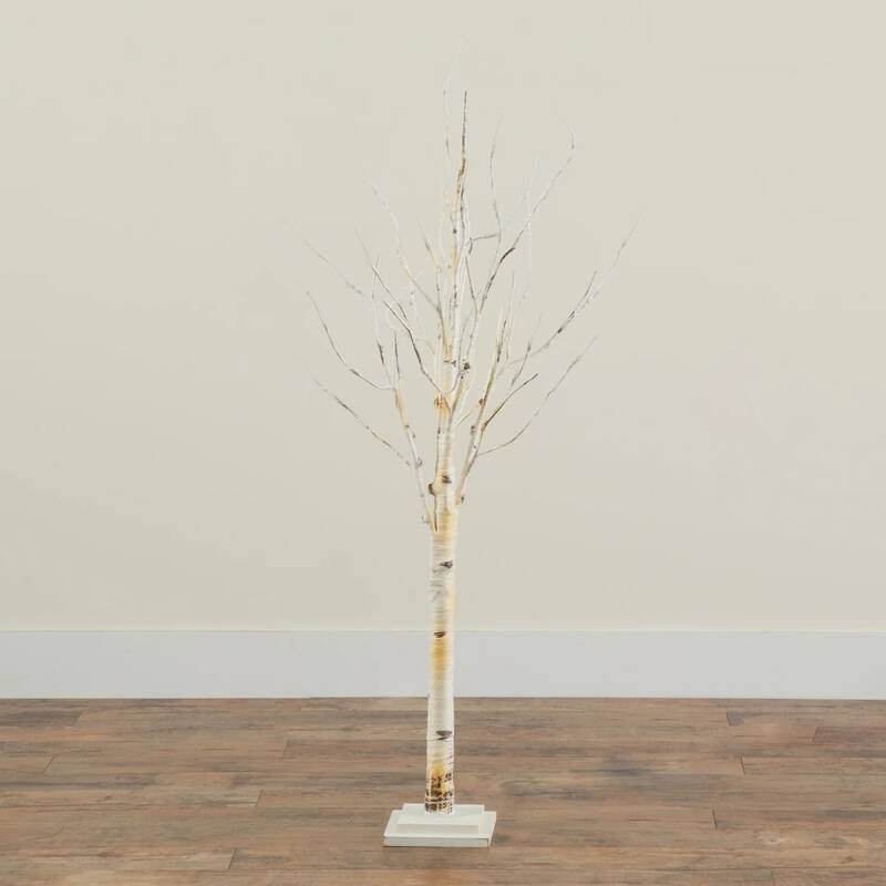 4' Pre-Lit Slim Birch Artificial Christmas Tree, Warm White LED Lights - 4 Foot