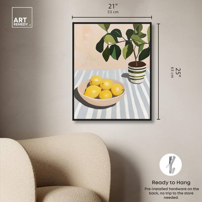 Lemon with Green Canvas by Art Remedy