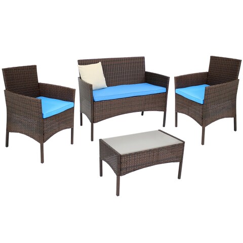 Sunnydaze Dunmore 4-Piece Patio Set with Cushions