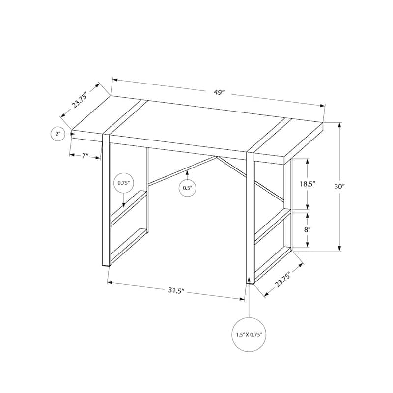 Manufactured Wood Computer Desk with Metal Base and Glossy Finish