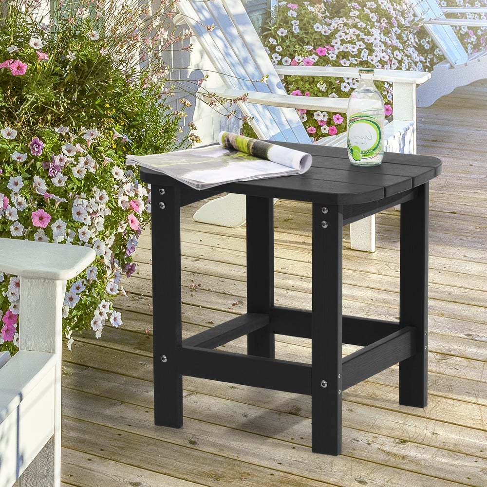 BONOSUKI Outdoor Rectangular All Weather Adirondack Side Table