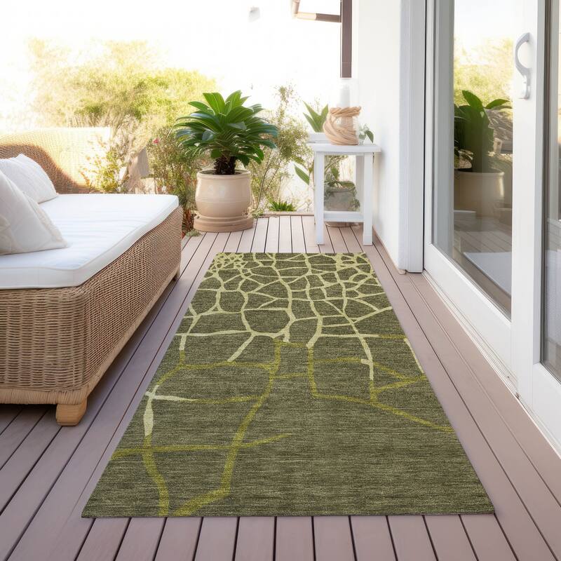 Machine Washable Indoor/ Outdoor Abstract Webby Chantille Rug