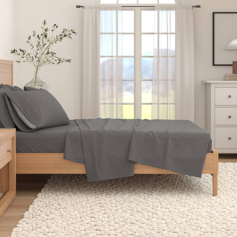 Linery & Co. Cotton Blend Double-Brushed Heathered Flannel Bed Sheet Set