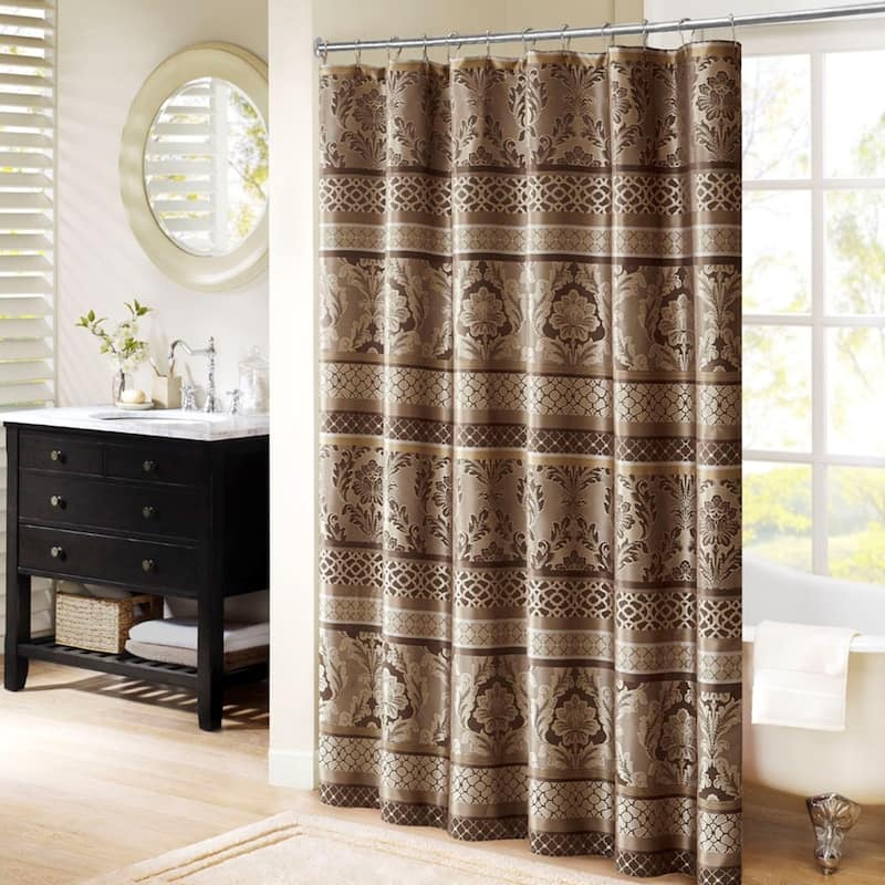 Traditional Jacquard Woven Shower Curtain - Brown