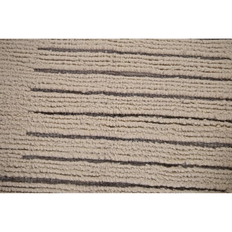 Earth Tone Moroccan Modern Area Rug Hand-Knotted Wool Carpet - 9'0" x 12'10"
