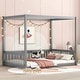 preview thumbnail 8 of 9, Full Size Canopy Bed Floor Bed with Fence, Guardrails