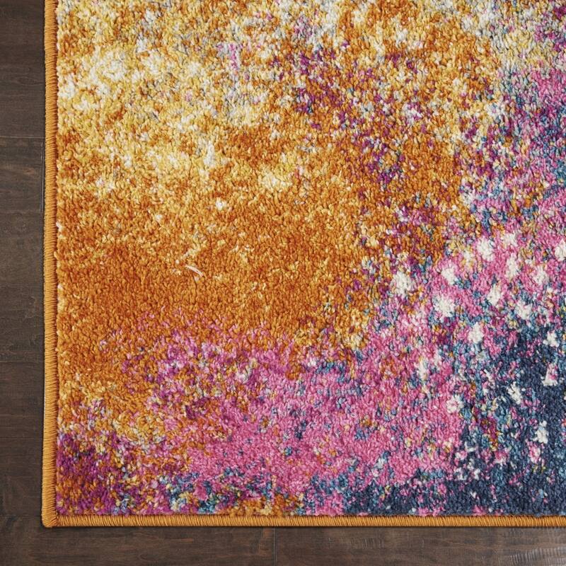 Roni Power Loomed Geometric Abstract Area Rug By HomeRoots - 8' Square