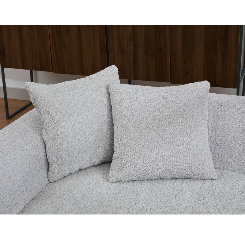 Boucle Sofa Set: 3 Seater, 2 Seater, and End Table for Living Rooms