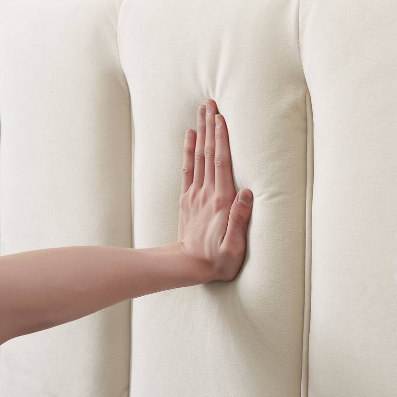 VECELO Beige Tufted Upholstered Platform Bed Frame with Adjustable Height Headboard-Twin/Full/Queen Size Beds