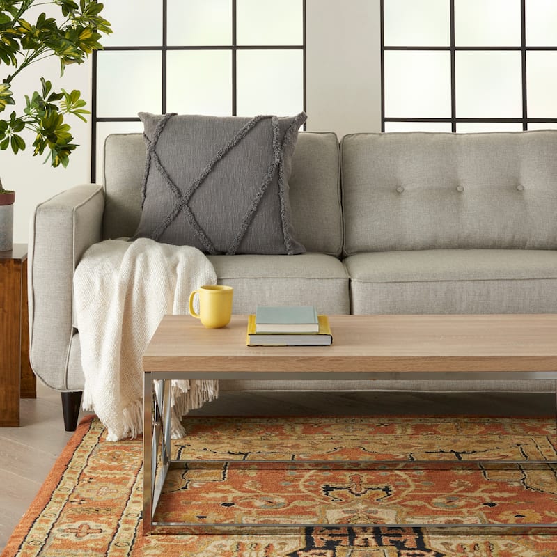 Mina Victory Distressed Diamond Boho Throw Pillow