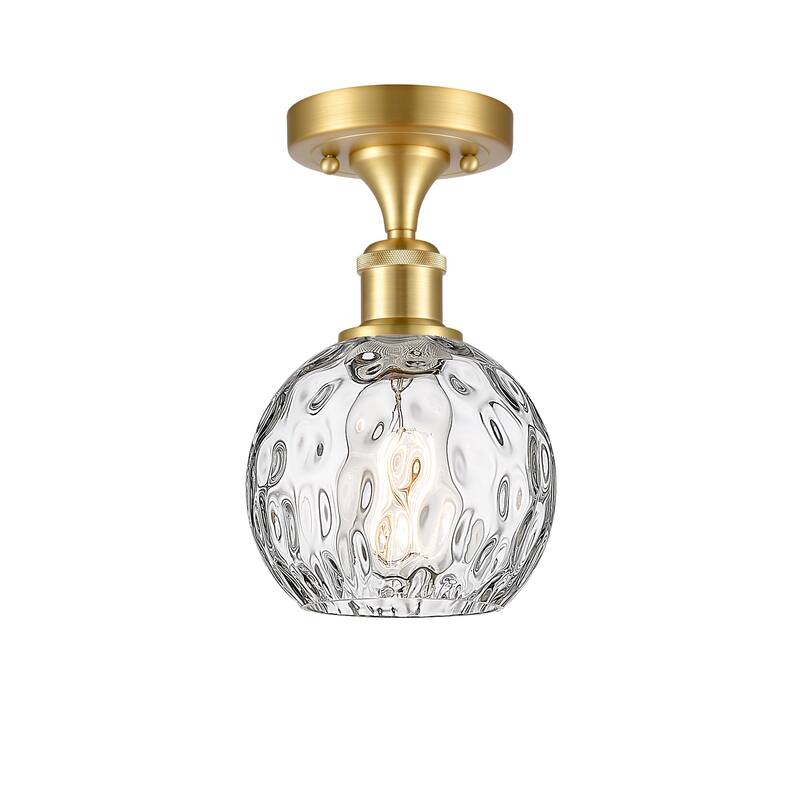 Innovations Lighting Athens Water Glass - 1 Light 6" Semi-Flush Mount - Clear Water Glass/Satin Gold