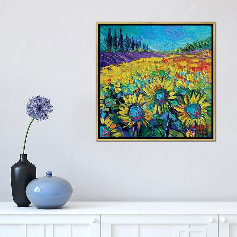 iCanvas "Happy Tournesols" by Mona Edulesco Framed Canvas Print