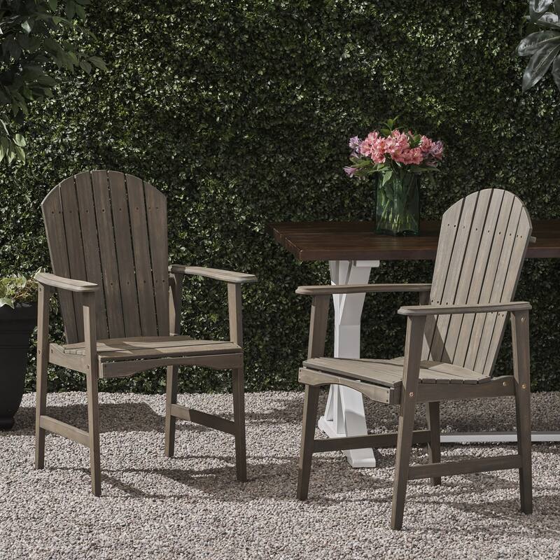 Acacia Wood Dining Chairs Set of 2, Balconie Gray Bistro Chair