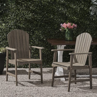 Acacia Wood Dining Chairs Set of 2, Traditional Slatted Seating Dining Chairs, Balconie Weather Resistance Gray Bistro Chair