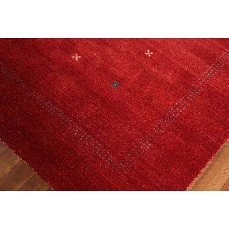 Hand Knotted Oriental 100% Wool Carpet Tribal Tribal Red Gabbeh Area Rug - 9' 10'' X 6' 9''