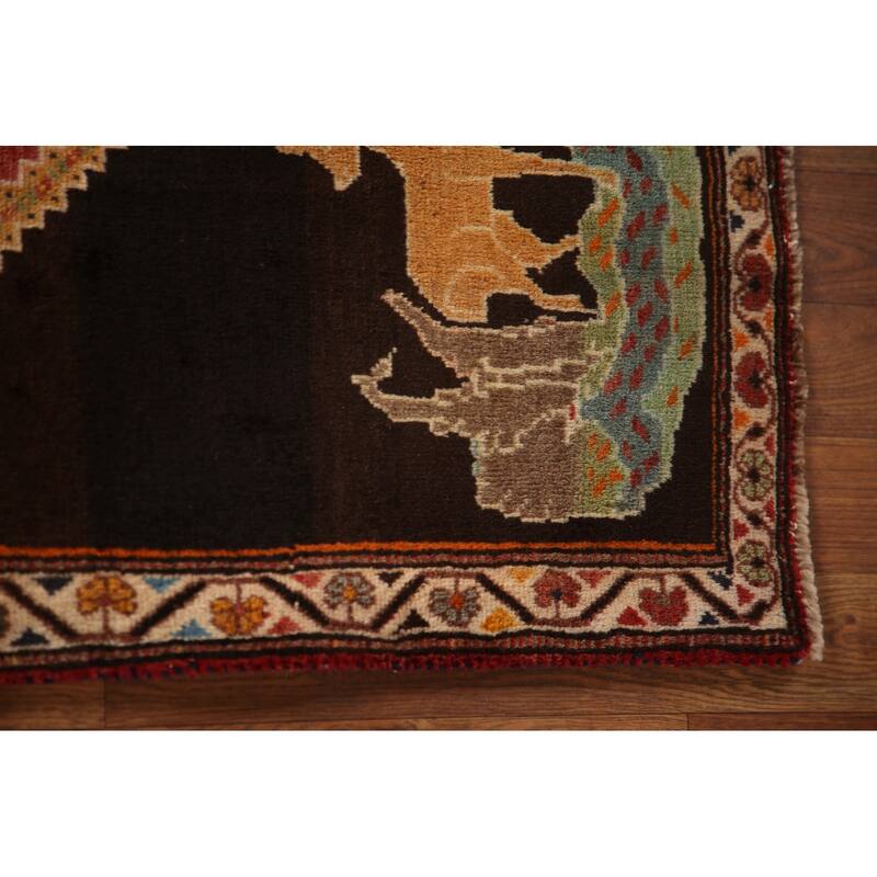 Vegetable Dye Shiraz Persian Vintage Area Rug Hand-knotted Wool Carpet - 4'0"x 5'10"