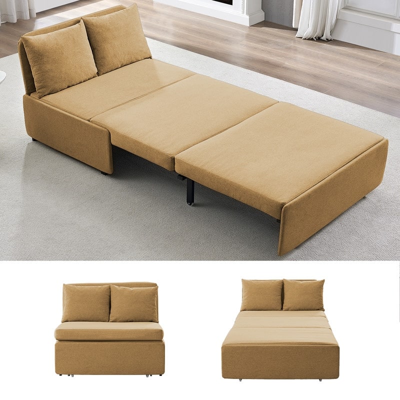 Mixoy Full/Queen Size Sofa Bed,2 in 1 Convertible Linen 1-Seater/Loveseat Sleeper Sofa Couch with Cushions