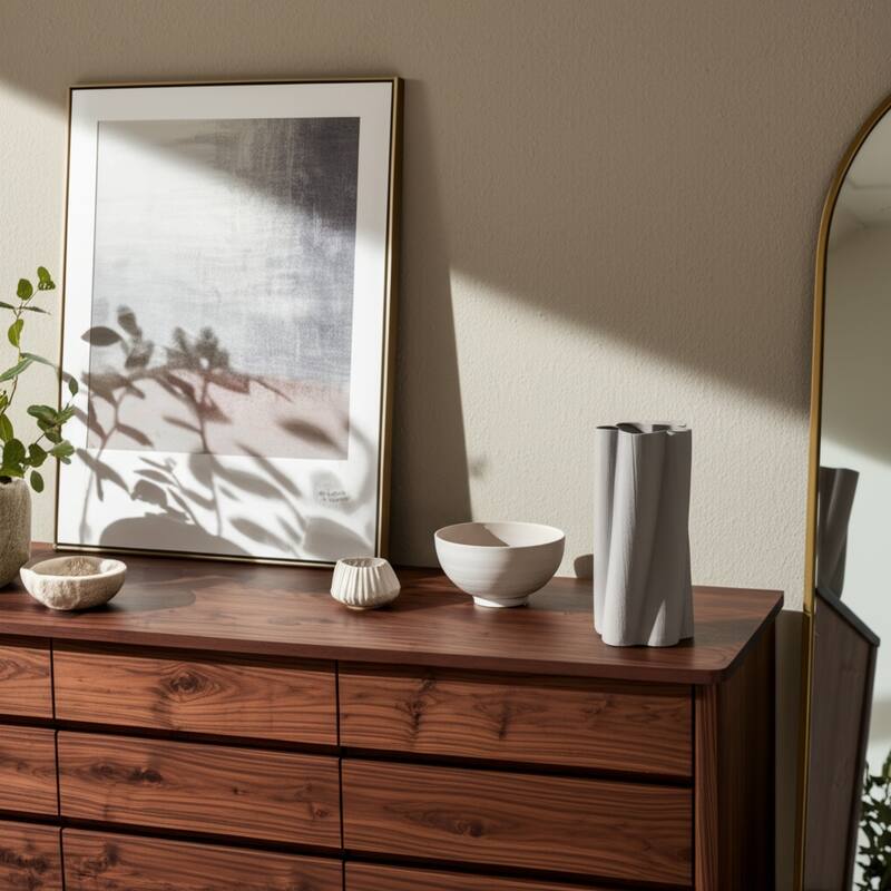 Porcelain Vase Sculptural Vertical Wave Design with Curved Silhouette