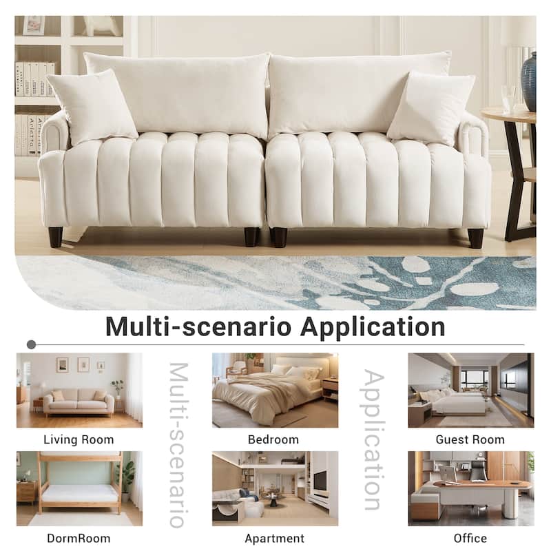 Futon Loveseat Couch Convertible into Sleeper Sofa Bed with Hidden Storage and Adjustable Backrest, Modern Loveseat Sleeper