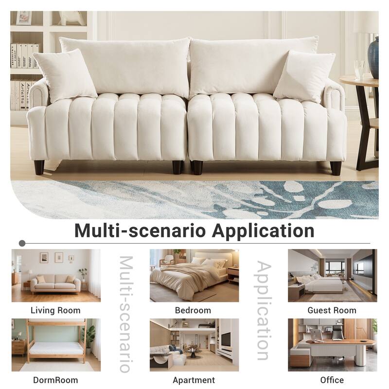 Sofa Bed with 2 Hidden Storage Bags, Multi-Functional Sleeper Sofa Loveseat with Adjustable Backrest