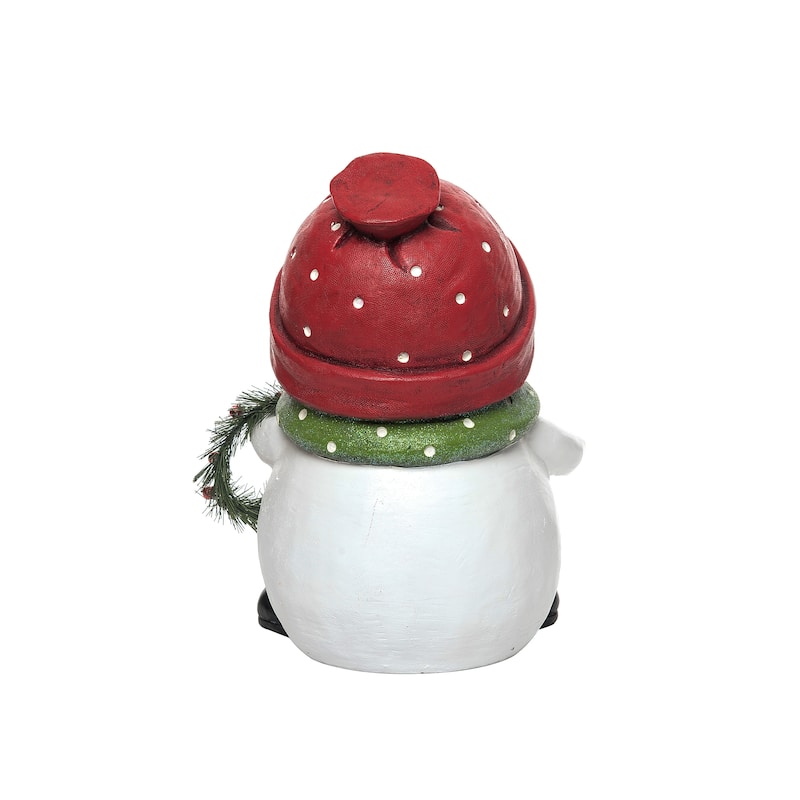 Transpac Resin 14.5 in. White Christmas Snowman and Wreath Decor