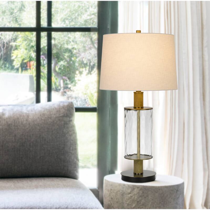 Black Metal Table Lamp with White Empire Shade and 3 Way Dimmable Switch - 16” x 16” x 31” (D x W x H)