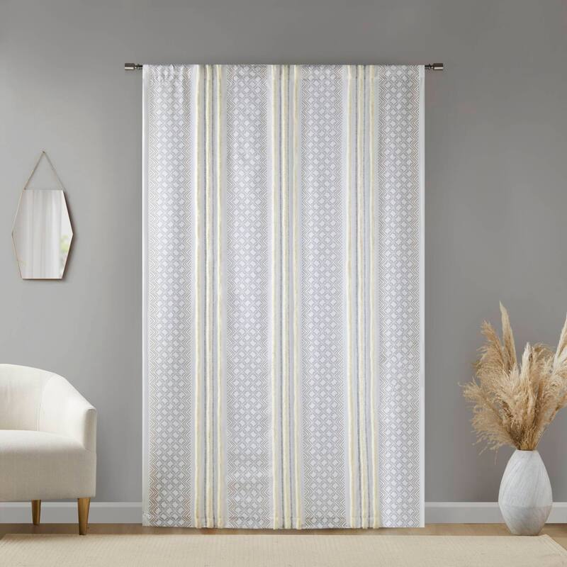 INK+IVY Ebby 2pk Poly Printed Curtain Panel with Tufted Stripe