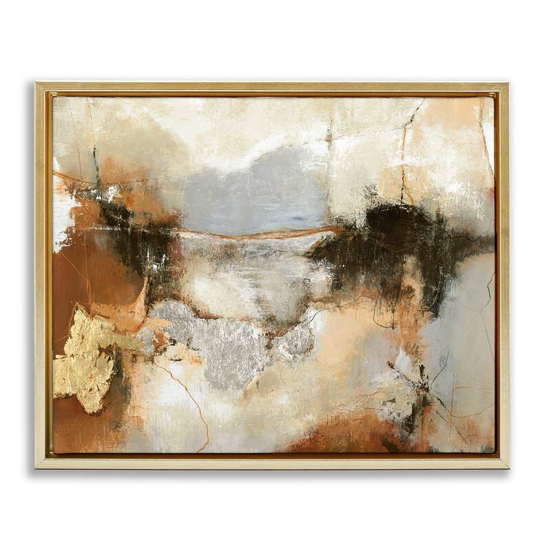 Stupell Unique Earthy Abstraction Framed Floater Canvas Wall Art Design By Design Fabrikken - 31 x 25 - Gold