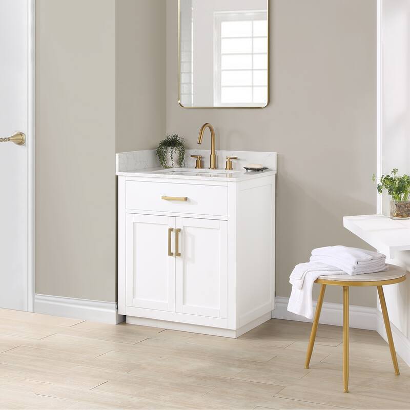 Altair Gavino Bath Vanity with Grain White Composite Stone Top, no Mirror