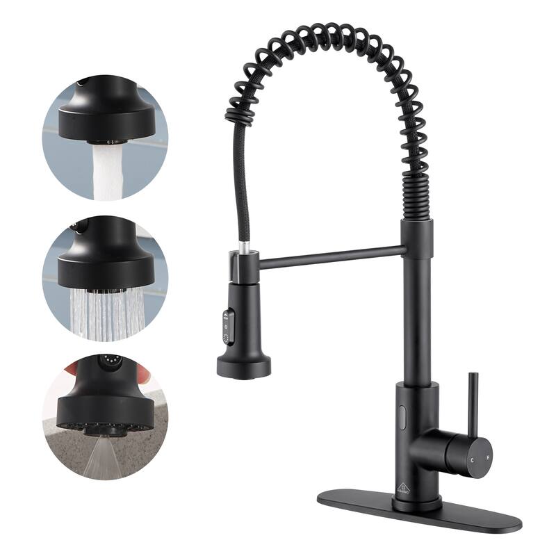 Single Handle Pull Down Sprayer Kitchen Faucet with Touchless Sensor Deckplate Included