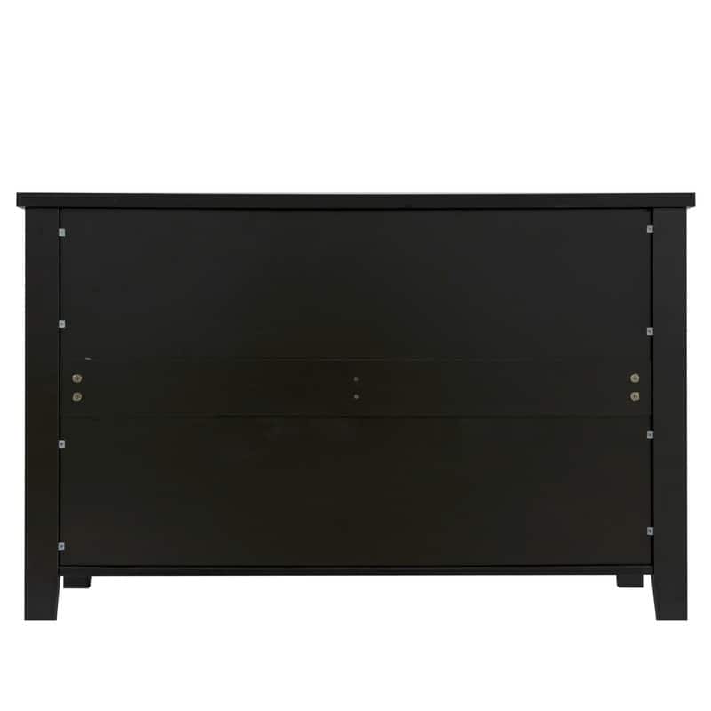 Black 6 Drawer Double Dresser Bedroom Storage Cabinet