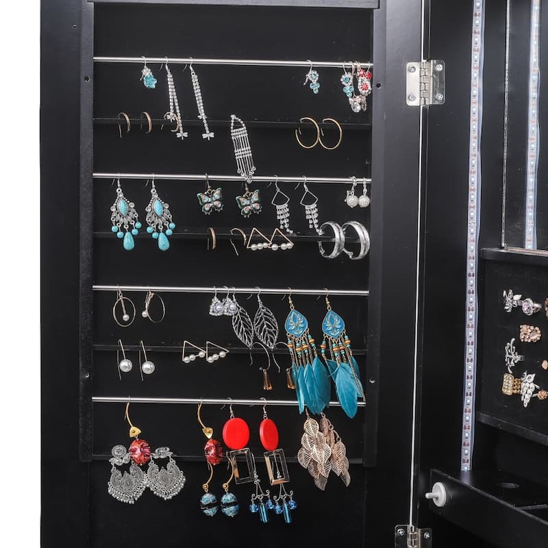 Floor Standing Storage Jewelry Armoire Cabinet with 79 Blue Led