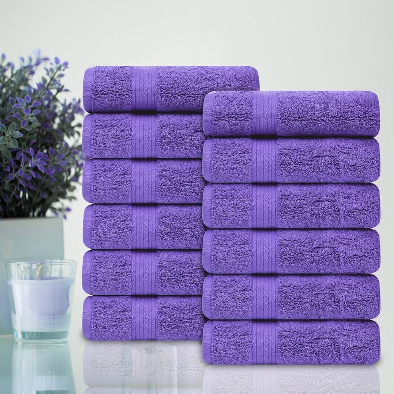 Luxurious Cotton 600GSM Hand Towels 18x28 Inch by Ample Decor - Purple