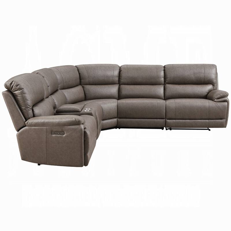 Chern Power Motion Recliner Sectional Sofa, 2 Cupholder Brown 120 Inch