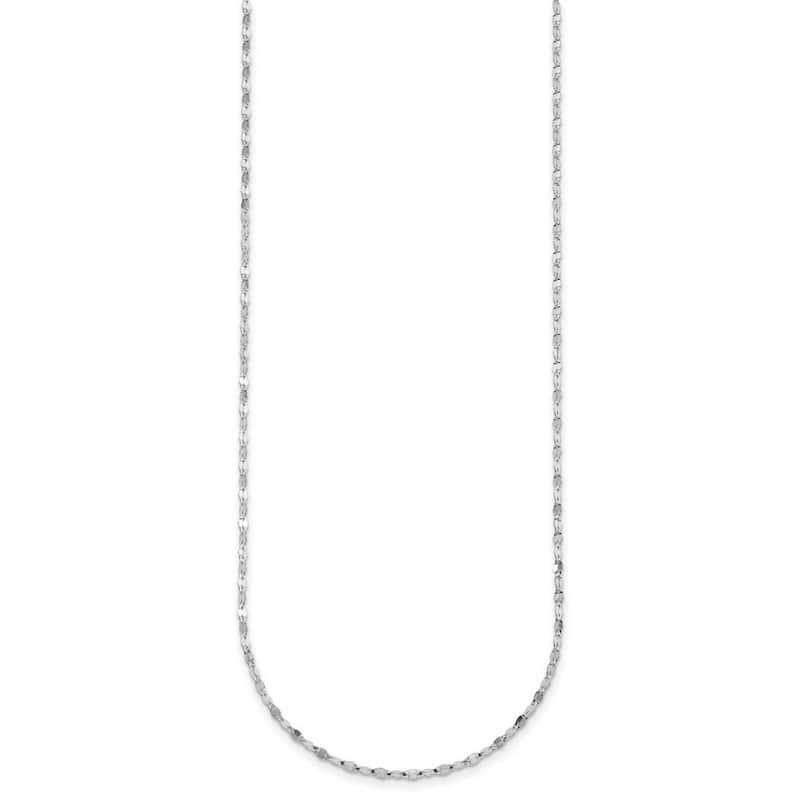 Curata Italian 14k White Gold 2mm Fancy Link Chain Necklace (Spring Ring)