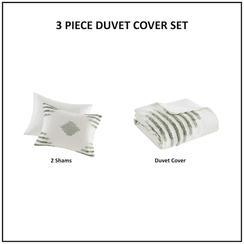 INK+IVY Tahli 3 Piece Cotton Blend Chenille Duvet Cover Set