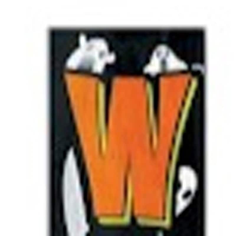 HomeRoots 72" Black And Orange Solid Wood Welcome Halloween Ghost Porch Sign