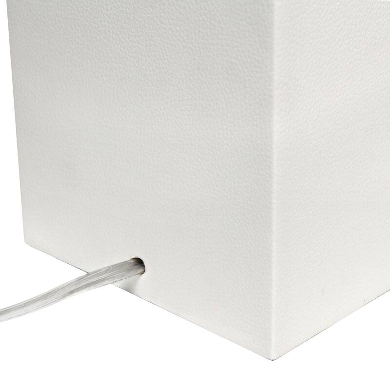 Leather Table Lamp with White Fabric Shade