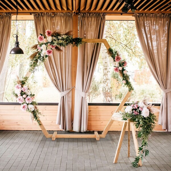 Wooden Wedding Backdrop Stand Garden Party Hexagon Arbor - W 96.5