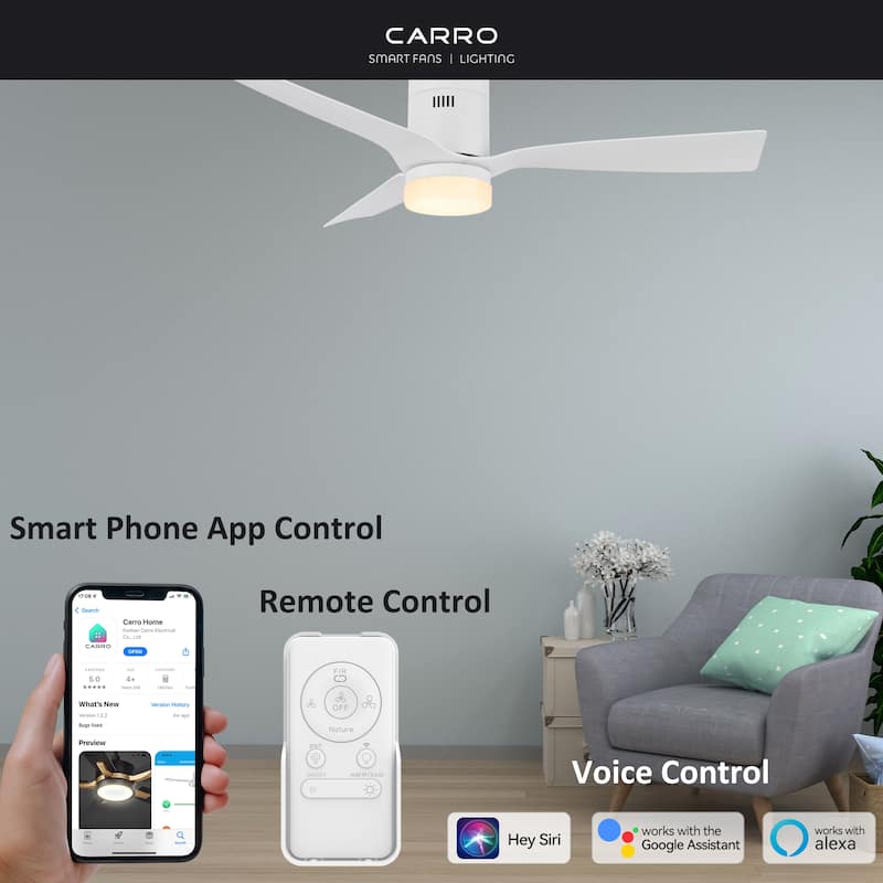 CARRO Pollux 52" Indoor Smart Ceiling Fan with Light and Remote-Flush Mount
