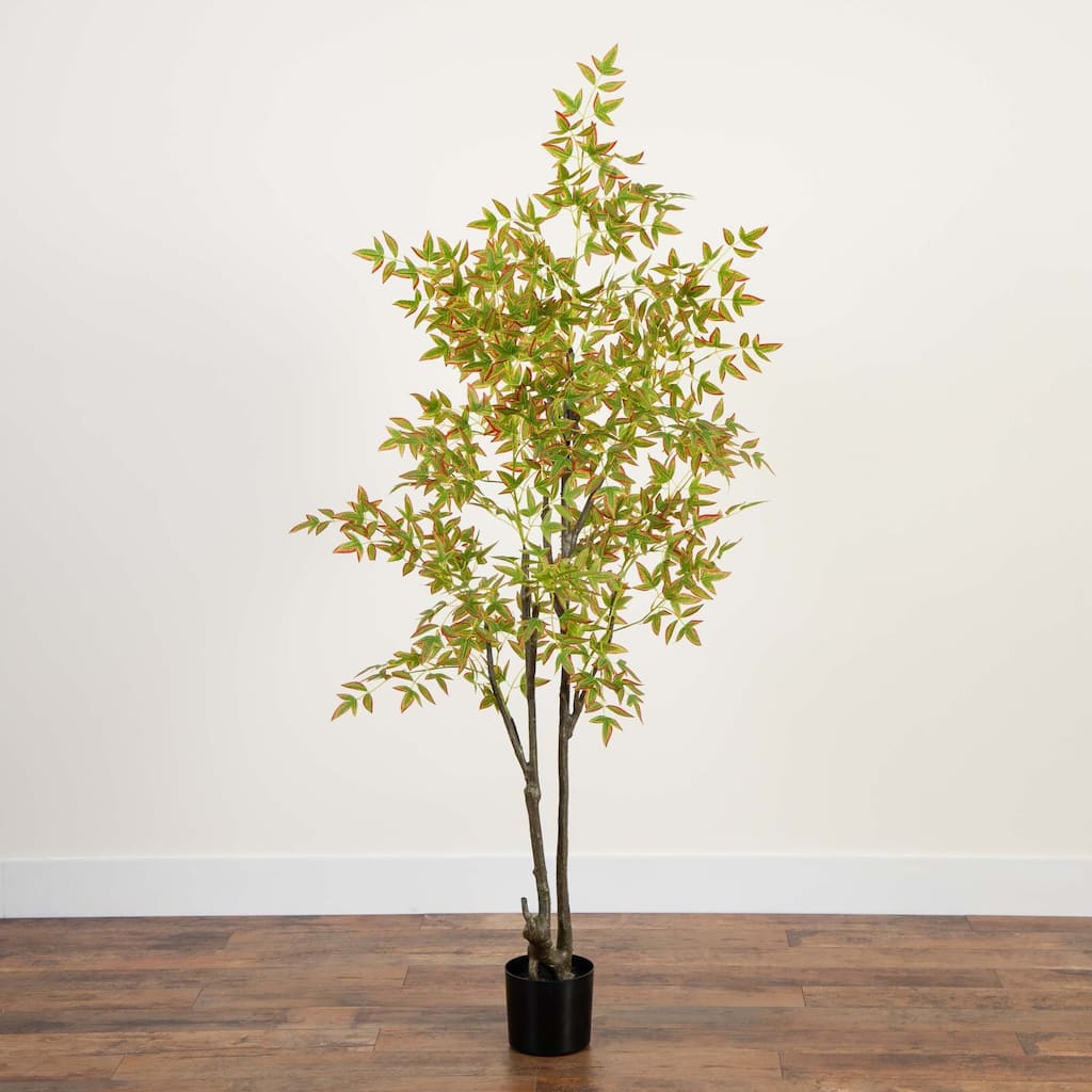 Nandina Artificial Potted Tree - 6' - Green and Red