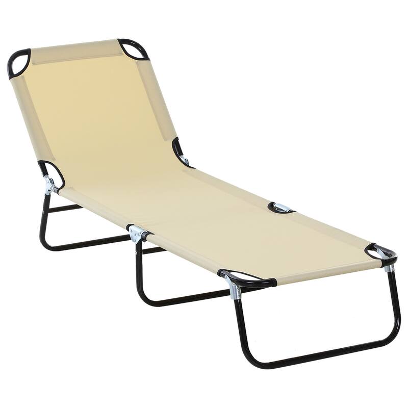 Foldable Outdoor Chaise Lounge Chair, 5-Level Reclining Camping Tanning Chair