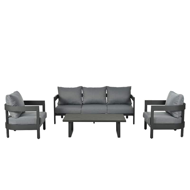 Roomfitters Modern Outdoor Sofa Set with Table, Multi-Person Patio Furniture Set for Garden, Backyard, Balconies