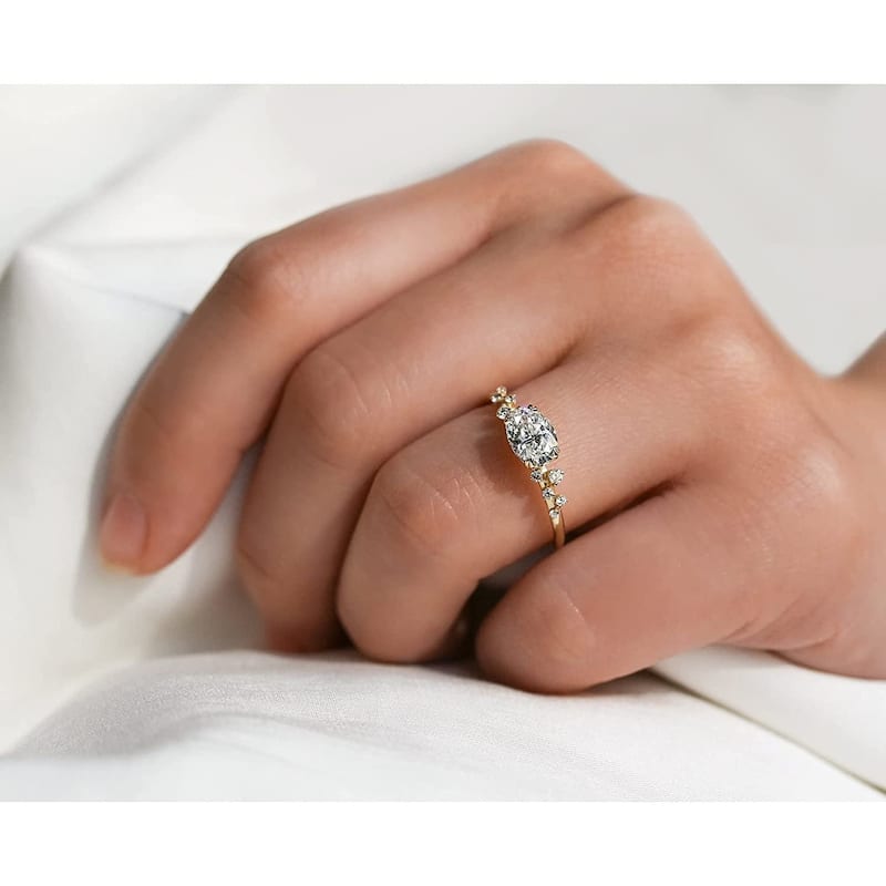 Kobelli 1.13 Carat Natural Diamond 14k Solid Yellow Gold Oval Speckled Diamond Ring (I/SI, I/SI)