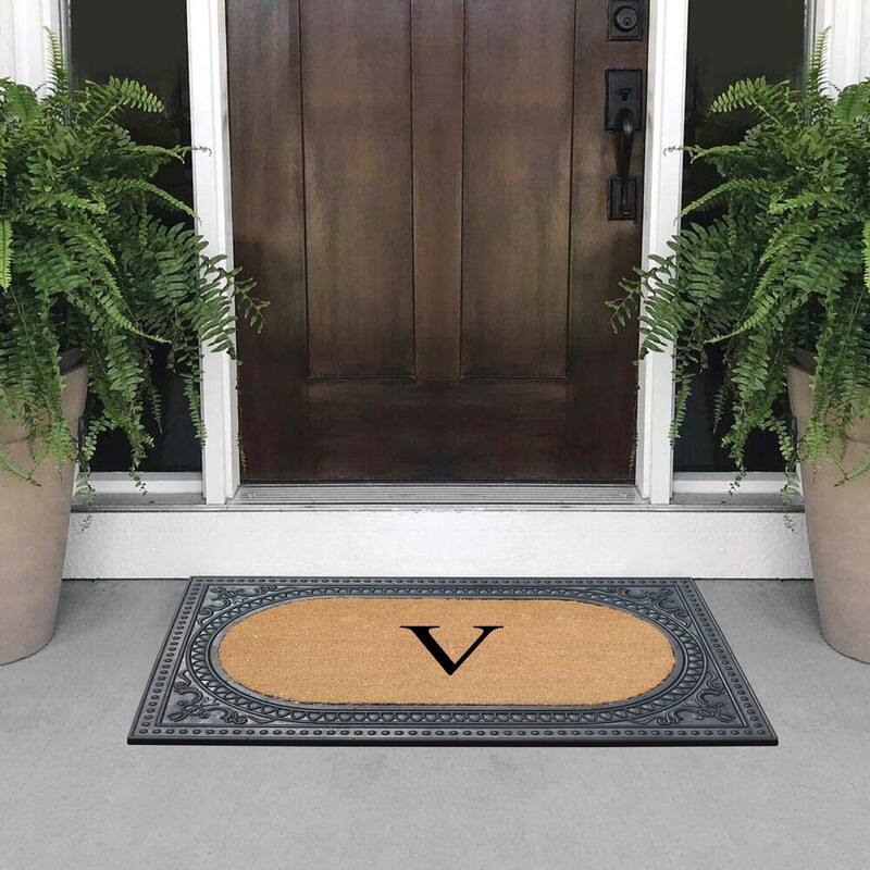 A1HC First Impression Carson Rubber and Coir 24" X 39", Heavy Duty, Easy to Clean Outdoor Monogrammed Doormat