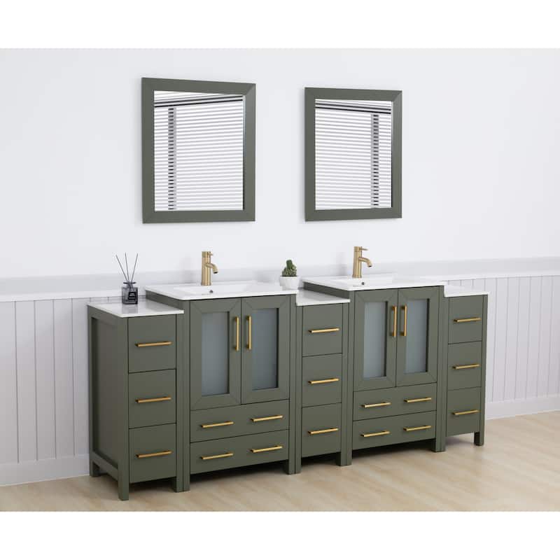 Vanity Art 84-Inch Double Sink Bathroom Vanity Set with Top and Free Mirrors - 84 X 18.1 X 35.8