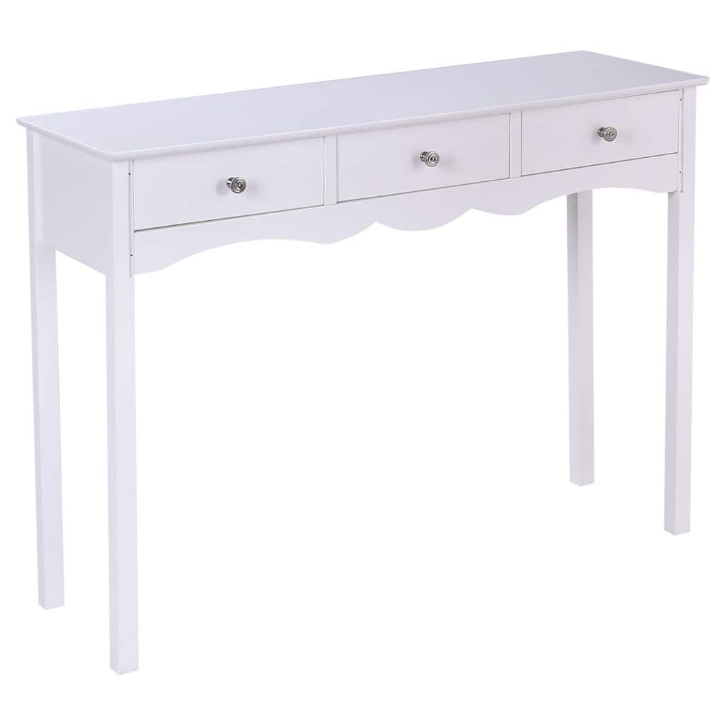 Hall table Side Table with 3 Drawers-White - 39.4" x 12.6" x 29.5"(L x W x H)