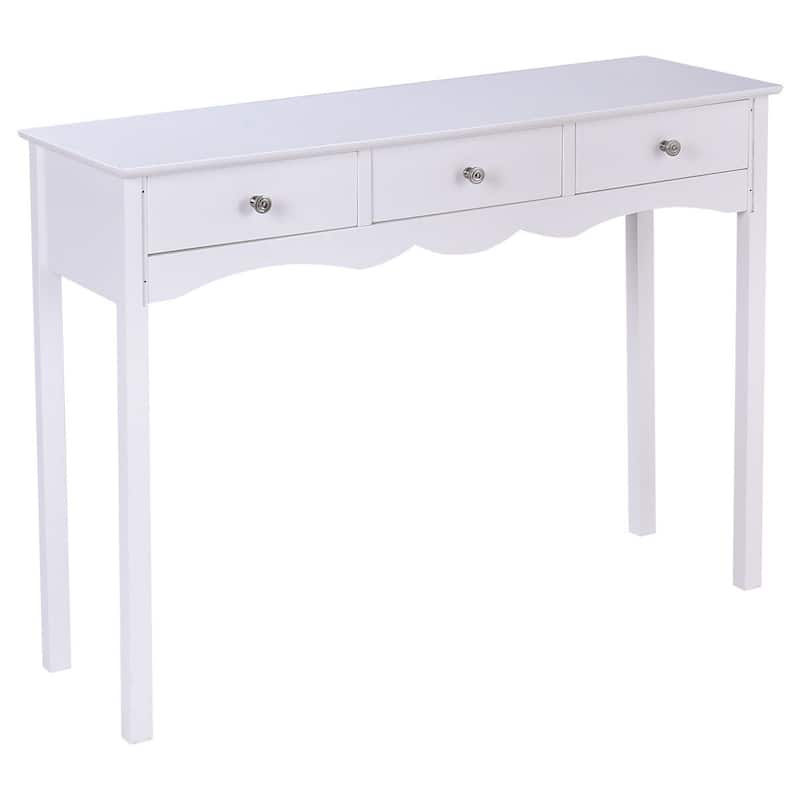 Hall table Side Table with 3 Drawers-White - 39.4" x 12.6" x 29.5"(L x W x H)